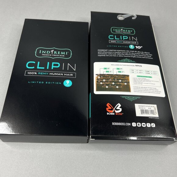 Indi Remi 9 Pc 10” Clip-in #1B Off Black Super Romance Curl Human Virgin Hair - Picture 6 of 9